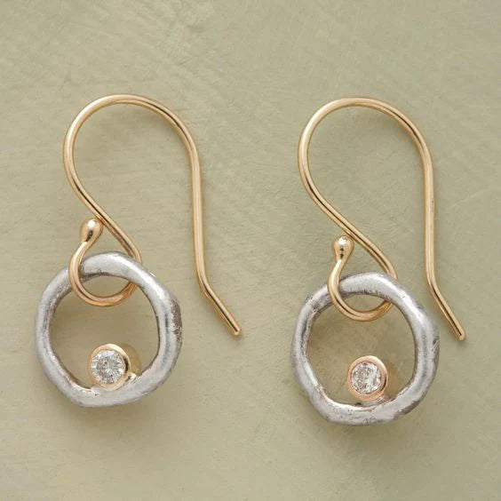 Vintage Gold And Silver Zirconia Earrings
